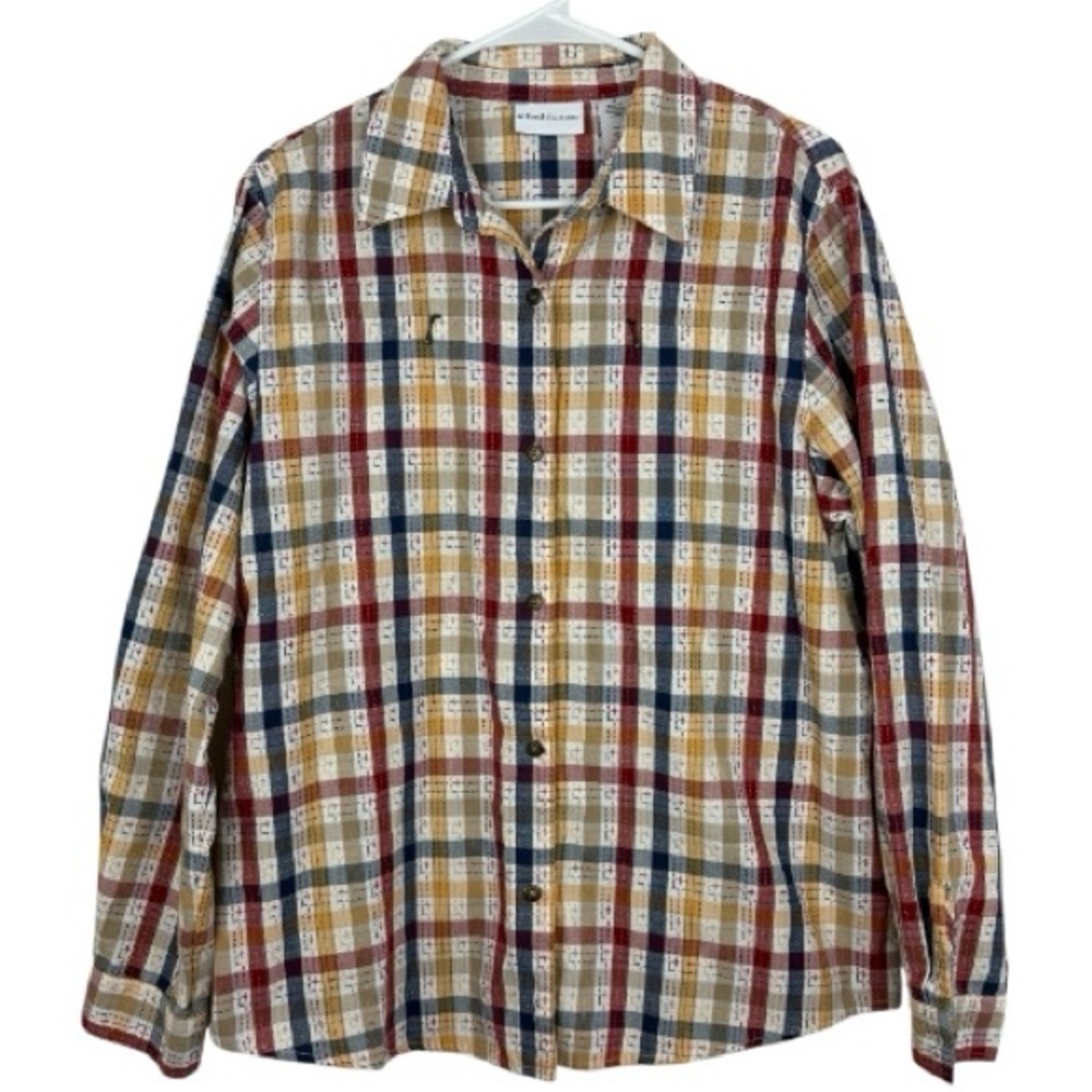 Alfred Dunner Plaid Button-Down Shirt Size 16 Eclectic Grandpa Chic Cotton Blend